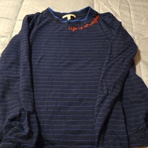 Navy Striped Women's Top